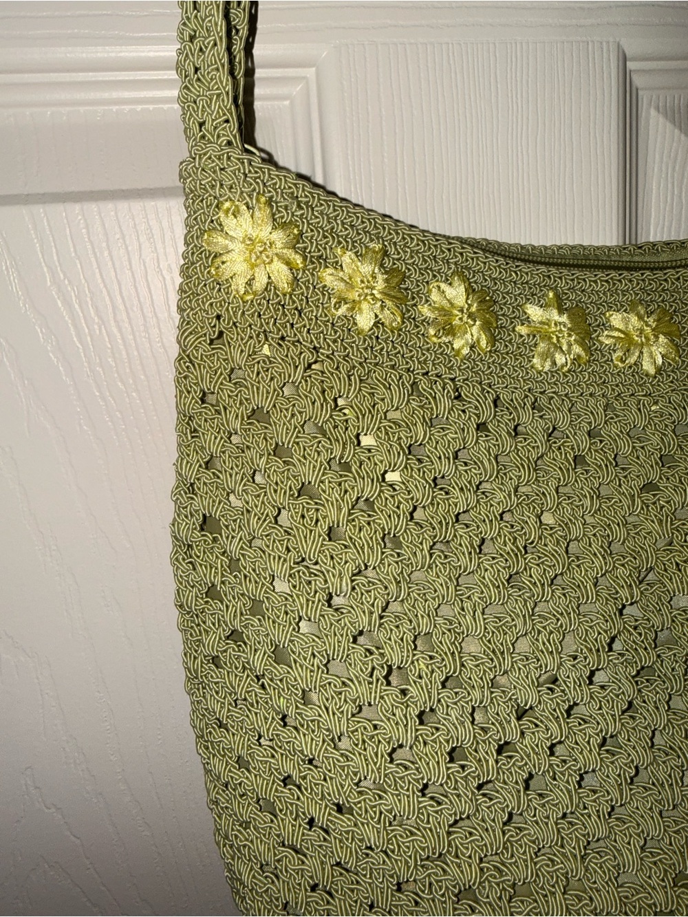 Carlo D’Santi Green Crochet Bag with Floral Detail